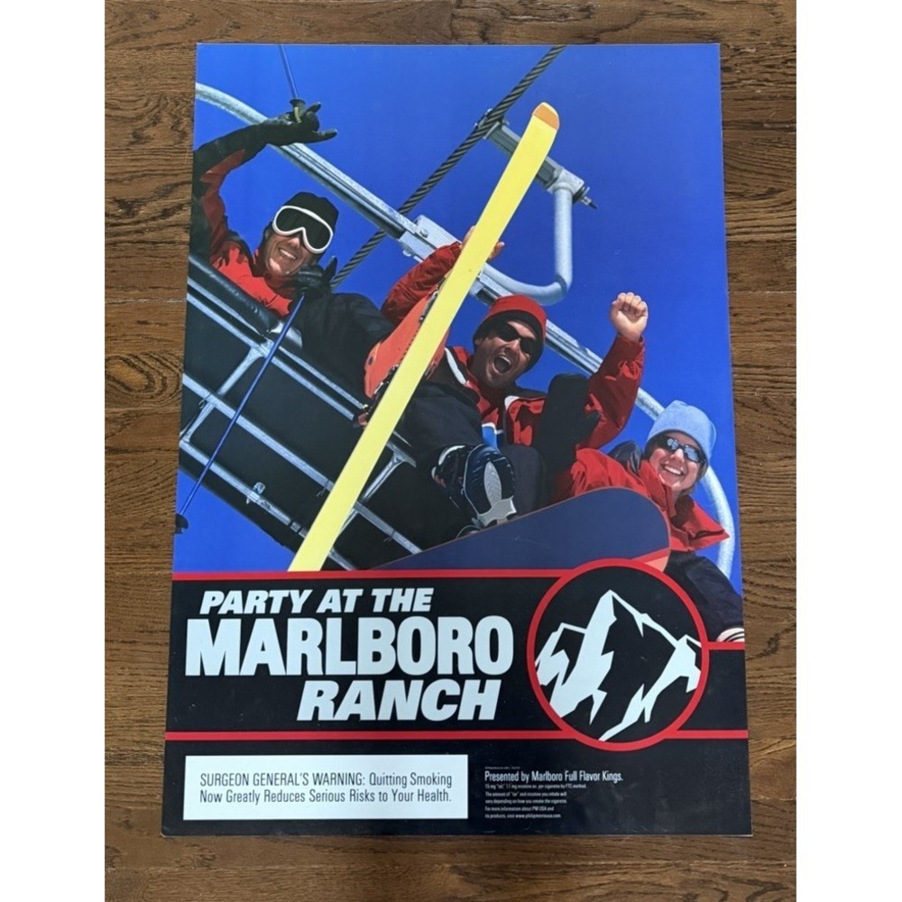 Vintage Marlboro Ranch Light Box Sign Panel Ski Lodge Tobacco Advertising